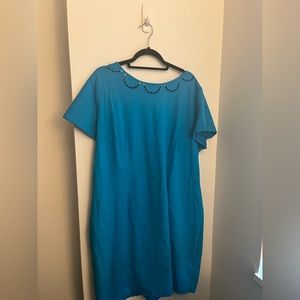 Talbots Aqua/Teal Blue Ponte Dress with Cutouts - Plus Petite - 20W PETITE